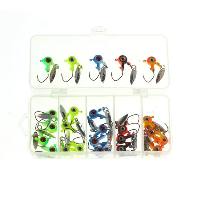 25Pcs Jig Heads Hooks Kit Freshwater Fishing Lures with Imitation