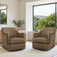 thumbnail image 4 of Carolayne Leather Accent Chair, 360°Swivel Accent Chair, Modern Barrel Accent Armchair Waterproof for Living Room, Brown Gray, 4 of 8