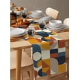 thumbnail image 6 of Table Runner Dresser Scarves 90 Inch Long, Mid Century Nordic Geometric Art Linen Dining Table Runners Splicing Circle and Square Tabletop Scarf for Wedding Holiday Party Kitchen, 6 of 7
