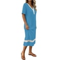 thumbnail image 6 of QUNYINEY Casual Summer Womens Dresses Lace Blue Midi Short Sleeve A Line Dress Loose Fit Vacation Beach V Neck Dresses, 6 of 8