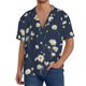 thumbnail image 1 of Balery Daisies Flowers Camisa Casual de Manga Corta con Botones para Hombre, Texturizada, Estilo Cubano, para Playa, Verano-4X-Large, 1 of 5