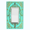 thumbnail image 1 of Metal Light Switch Plate Cover Elegant Teal Crown Frame FRA019, 1 of 13