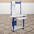 thumbnail image 2 of Scranton & Co Corner Computer Desk with Hutch in Blue, 2 of 7