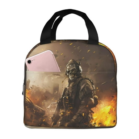 Insulated Lunch Bag for Women Men - Apocalyptic Skull Soldier Leakproof Cooler Lunch Box for Women Men  Lunch Tote Bags for Work School Picnic Travel