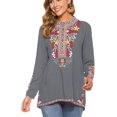 thumbnail image 6 of Grosy Embroidered Tops for Women Long Sleeve V Neck Plus Size Boho Mexican Style Blouse Peasant Tops Women T Shirts Casual Tee Ladies Tunics-L/Gray/101/G, 6 of 6