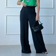 thumbnail image 3 of Solid Color Loose Pleated Wide-leg Casual Pants, 3 of 9