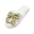thumbnail image 2 of JUSLIO Womens House Slippers Slip On Fuzzy Plush Flat Sole Non Slip Indoor House Slippers Open Toe Slides Slippers Green, 2 of 8