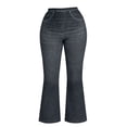 thumbnail image 6 of Wide Leg Jeggings for Women , Ladies Bootcut Jeans High Waisted Faux Denim Trousers with Fake Pockets, Soft Walking Denim Pants Casual Wear, Comfort Stretchy Pull on Jean, 6 of 7