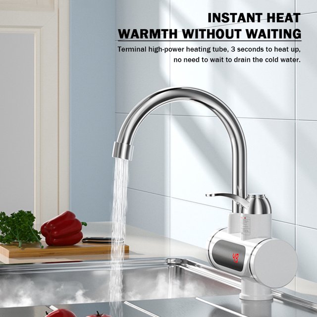 Grifo eléctrico de calefacción en frío, grifo mezclador de frío y caliente de 3000W para cocina (UE A)