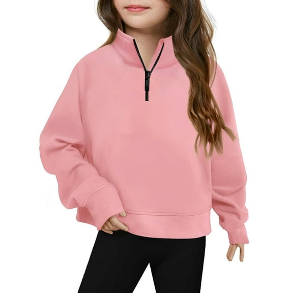 Xiaowennn Toddler Sweatshirts Kids Solid Sweatshirt Girls Half Zipper Tops Winter Sweatshirts For Kid Girls Clothes