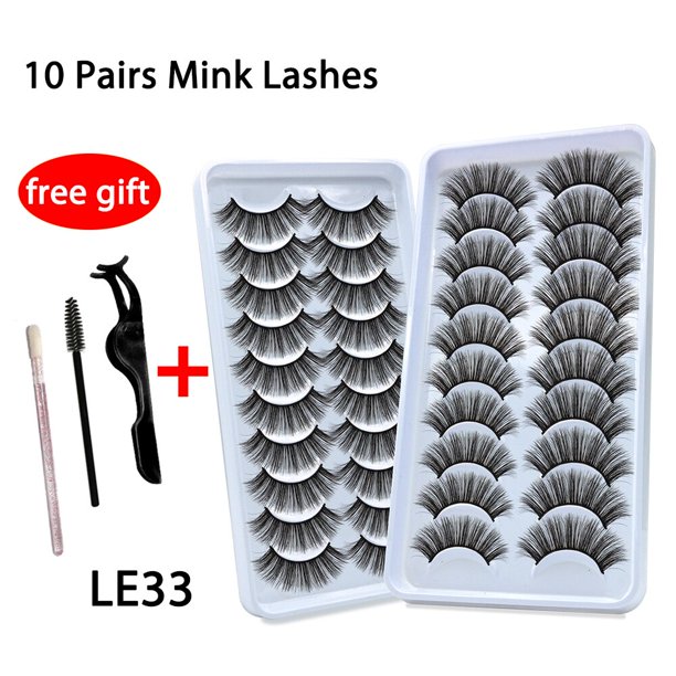 LE 3D 10 pares 100% pestañas de visón volumen dramático pestañas postizas esponjosas suaves y tenues Faux Cils pestañas postizas largas naturales al por mayor Tan Jianjun unisex