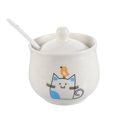 1 set of Cartoon Spice Jar Salt Pepper Storage Holder Ceramic Seasoning Jar