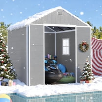 6×4.4ft Outdoor Shed & Storage, Seizeen All-Weather Plastic Sheds with Floor, Sloped Top Garden Shed with Window, Lockable Double Door Resin Patio Storage for Garage Backyard Bike Mower