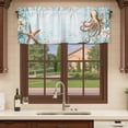 thumbnail image 6 of Coastal Nautical Curtain Valances for Windows, Kitchen Valance Window Treatments Panel 2 Pack, Octopus Beach Starfish Sea Rod Pocket Short Curtains for Bathroom Bedroom 54 x 18 Inch, 6 of 8