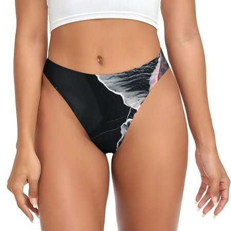 Adobk Pink White Ocean Waves Print Seamless Women Underwear Thongs No Show Ladies Thong No Line Breathable Comfortable Panties Undies for Women-3X-Large