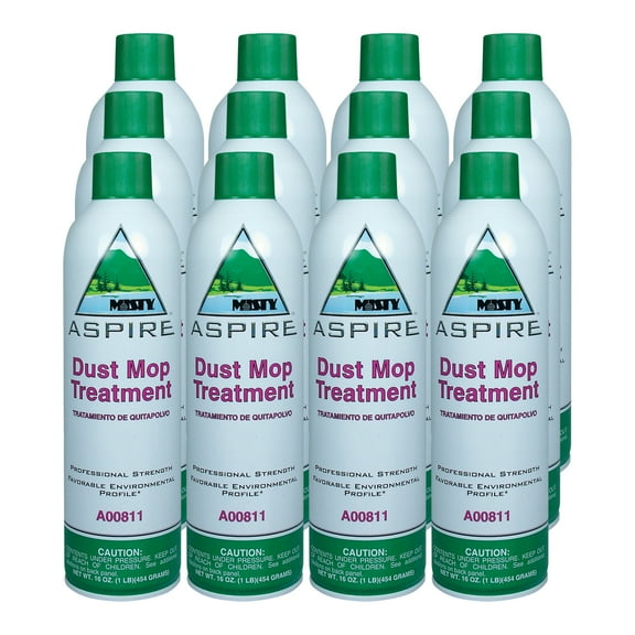 Misty Aspire Dust Mop Treatment - 16 oz (Case of 12) - 1038049 - Professional Strength, Water-Based, Nonflammable Formula, Locks Up Dirt and Dust to Preserve Floor Finsh