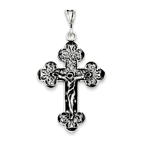 Raposa Elegance - Sterling Silver Antiqued Crucifix Charm on a 0.90mm ...