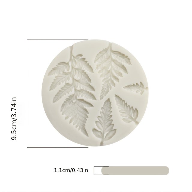 1pc Round Fern Leaf Shape Liquid Silicone Mold, Handmade Craft Baking Cake Leaf Decorating Chocolate Fondant Mould Modeling Tool