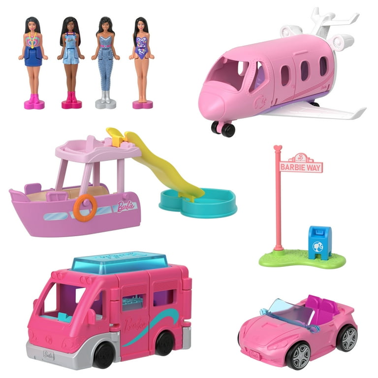 Barbie Mini BarbieLand 4 Pack Doll Vehicle Set 4 1.5 inch Dolls 4 Iconic Toy Vehicles