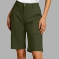 thumbnail image 5 of Women's Bermuda Shorts Lightweight Hiking for Running Athletic Camping Travel Golf High Waisted Knee Length with Pockets Army Green S, 5 of 6