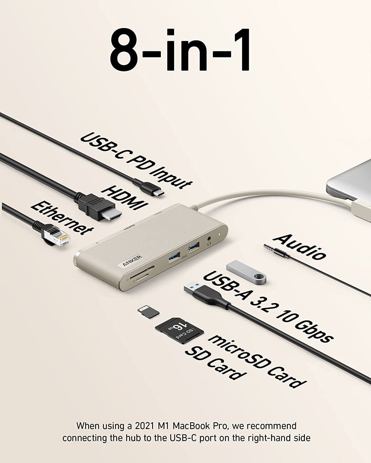 Anker USB C Hub, 655 USB-C Hub (8-in-1), with 2 USB-A 10