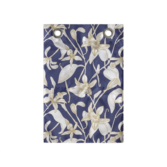 Floral Hanging Pocket Organizer, Vintage Shabby Blooming Vanilla Flowers Pattern Contoured Petals Feminine Art, Printed Polyester Storage Bag with Pockets, 14" x 20", Tan Beige Indigo