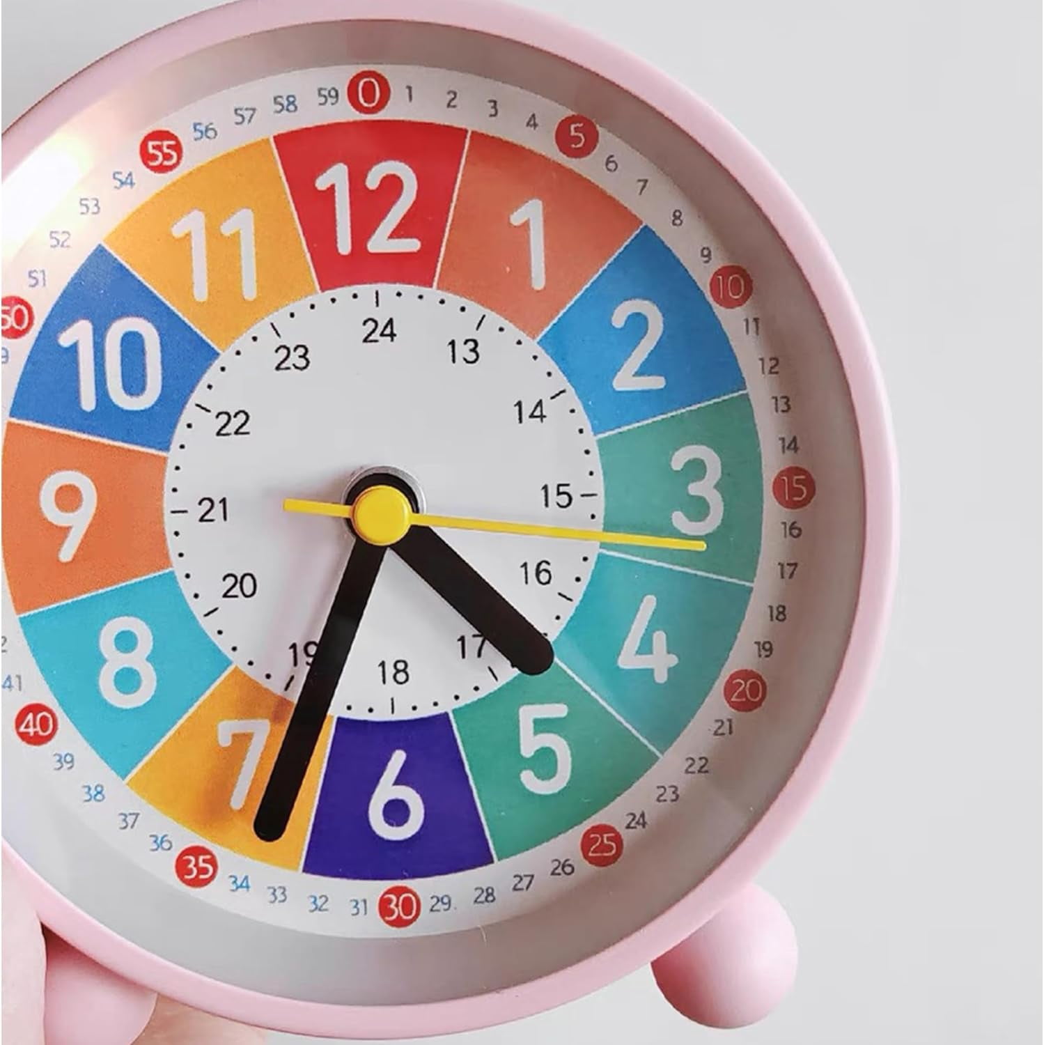 Analog Alarm Clock for Kids: Telling Time Teaching Clock for Kids, Learning Clock with Colorful Dial, Clock to Teach Kids How to Tell Time, Battery Operated Kids Alarm Clock with Back-Light (Blue)