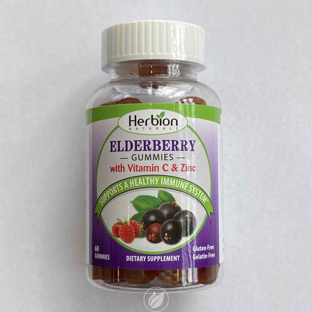 (2 Pack) Herbion Elderberry Gummies W/ Zinc & Vitamin C 60 Gummy