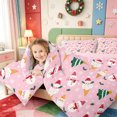 thumbnail image 4 of Manfei Christmas Retro Santa Claus 7-Piece King Bedding,Merry Bow King Bed in a Bag,Pink Reversible, 4 of 7