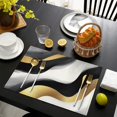 thumbnail image 3 of Black White Marble Gold Wave Pattern Summer Placemats Table Placemats Set Of 6-Linen Kitchen Washable Placemats Table Mats 11.8"x17.7" Non-Slip Heat Resistant, 3 of 5