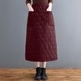 thumbnail image 2 of KHONTS Women's Elastic Waist Quilted Skirt Winter Warm Padded Quilted Midi Long Puffer Insulated Skirt with Pockets XL, 2 of 7