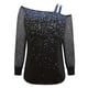 thumbnail image 4 of Jersey de mujer de manga larga con empalme de malla y cuello redondo Pompotops  FGAJ1972, 4 of 5