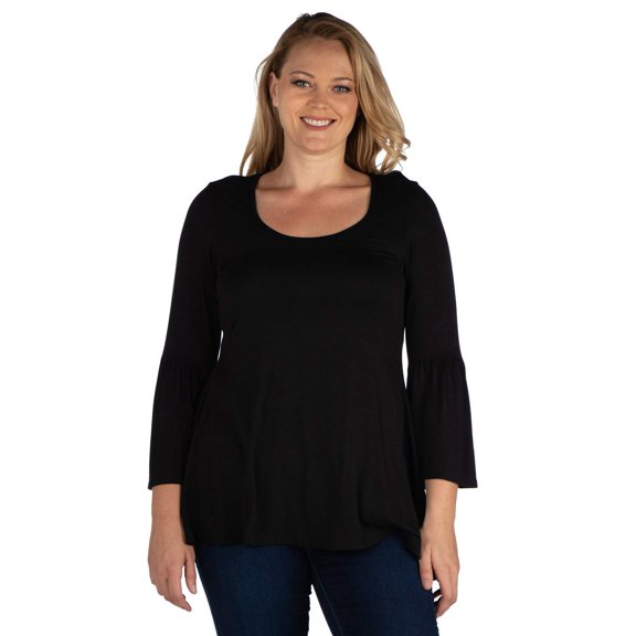 Plus Size Long Bell Sleeve Swing Tunic Top