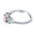 thumbnail image 3 of BERRICLE Sterling Silver 3-Stone Wedding Engagement Rings 0.8 Carat Red Round Cut Cubic Zirconia CZ Anniversary Promise Ring for Women, Rhodium Plated Size 9.5, 3 of 8