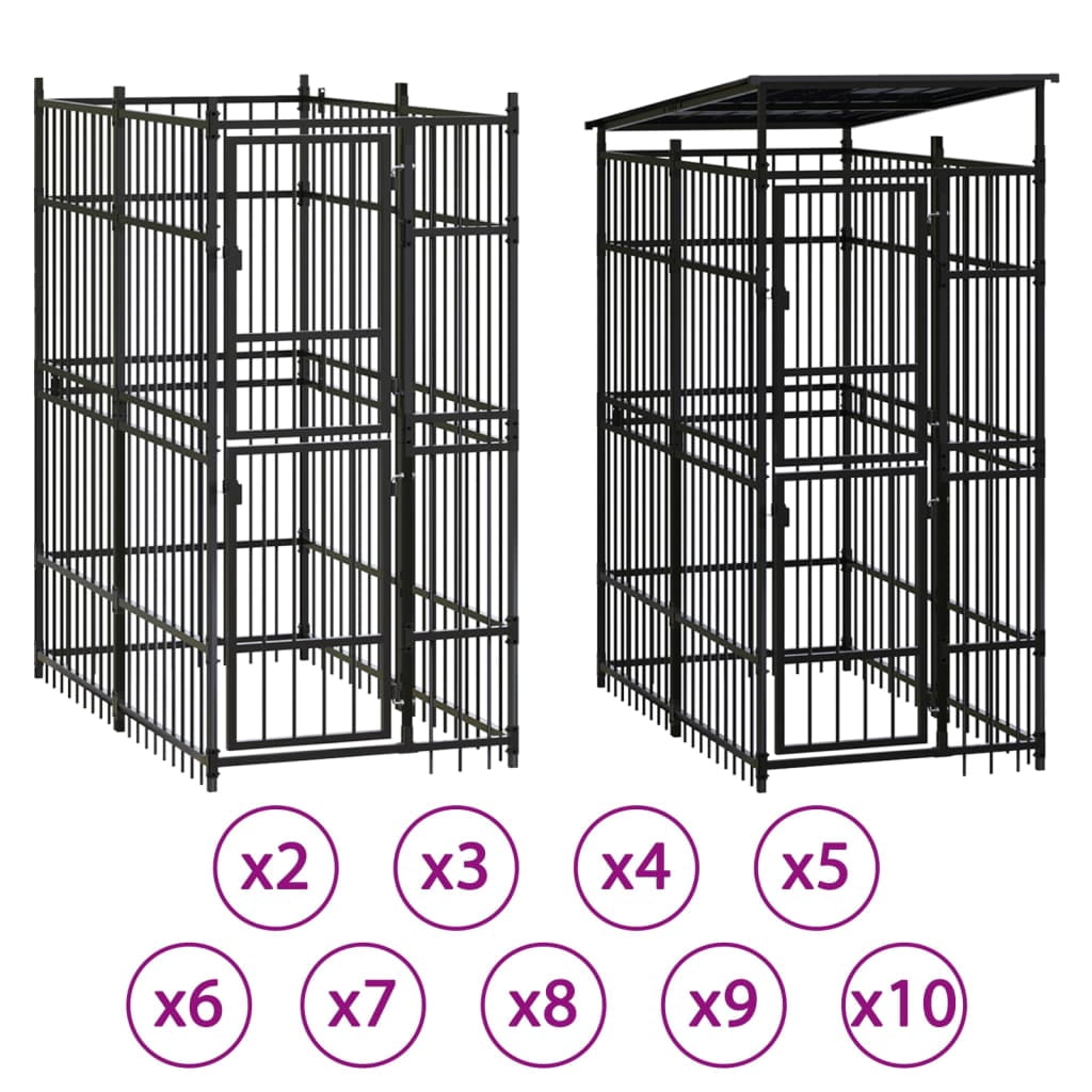 vidaXL Outdoor Dog Kennel Steel 19.8 ft²