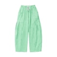 thumbnail image 6 of vigerkar Casual Wide Leg Plaid Barrel Pants for Women Drawstring Low Waist Palazzo Harem Trousers with Pockets (Green, XXL), 6 of 6