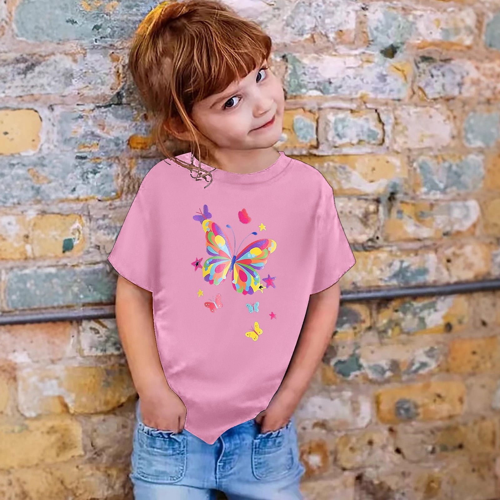 T-Shirt Manches Longues Fille Vertbaudet - Imprimé Égéries, 80% Coton, Coupe Droite