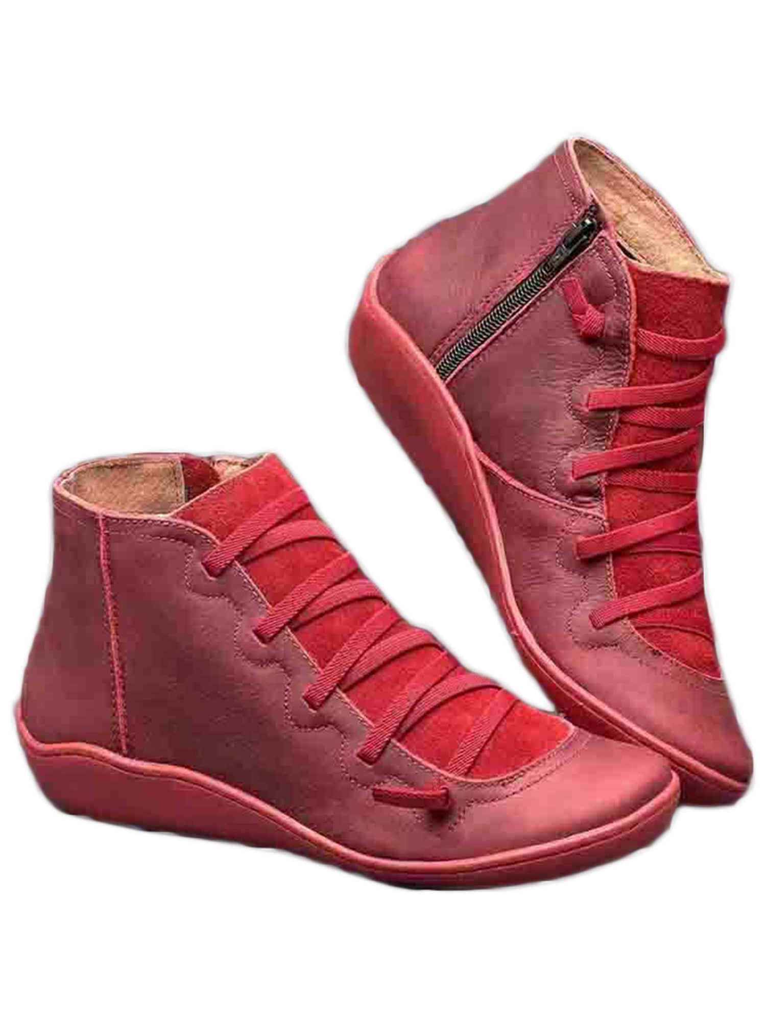 Lallc - Women's Winter Warm Ankle Boots Slip On Flat Comfort Casual ...