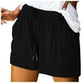 thumbnail image 4 of Jean Shorts Womens Plus Size Casual Summer Beach Drawstring With Pockets Loose Cute Vacation Trendy Cargo Gym Bike Pull On Jogger Black Bottoms Sizes XL, 4 of 8