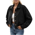 thumbnail image 7 of Edvintorg Jacket for Women Long Sleeve Casual Corduroy Coat Button Down Cropped Outerwear Woman Clothes Black S-2XL, 7 of 7