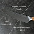 thumbnail image 3 of Swiss Diamond 2-Piece Chef and Paring Knife Set, Full Tang German Steel, Carbonized Ash Wood Handle, 3 of 7