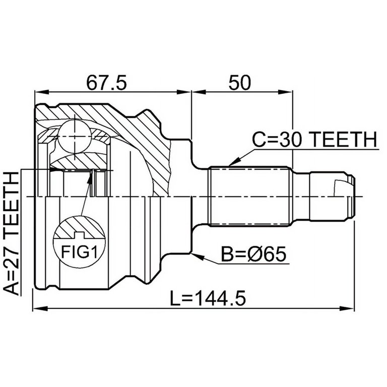 2210-GHA47 Febest OUTER CV JOINT 27X65X30 49591-3F060, 49591-3F030