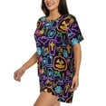 thumbnail image 3 of Womens Pajama Sets With Pocket, pumpkins halloween design Lounge Sets Short Sleeve Sleepwear PJ Sets for Women, 3 of 6