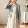 thumbnail image 2 of Gubotare Girls School Cardigan Girls Cardigan Sweater Long Sleeve Uniform Cropped Cardigan Casual Kids Cardigan for Little Girls 5T 6T (Grey,5-6 Years), 2 of 9