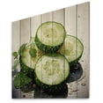 thumbnail image 2 of Designart "Pointillism Dot Art of Honeydew Cucumber Vegetable I" Farmhouse Print on Natural Pine Wood, 2 of 5