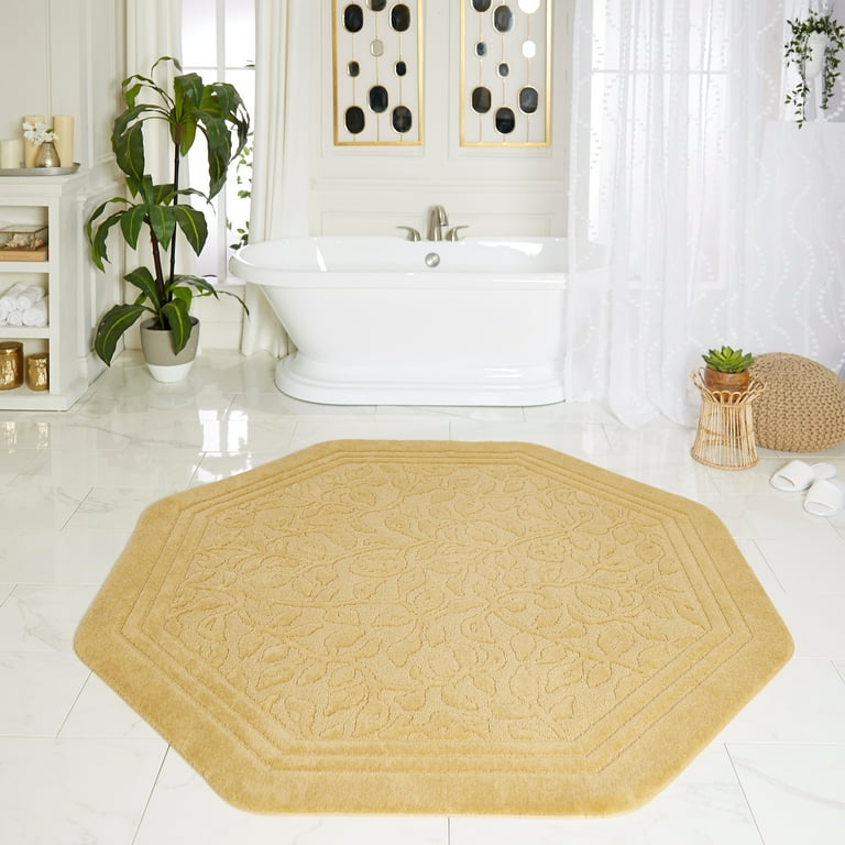 at Home Octagonal Hotel Border White & Gold Rug