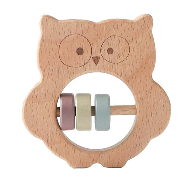 Sonajeros Mordedores Para Bebés, Juguete De Actividad, Campana Vibratoria Para Juguete De Dentición De Madera Para Recién Nacidos búho