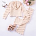 thumbnail image 3 of HCNTES 1T 2T 3T 4T 5T 6T 7T Child Girl Fall Winter Clothes Little Kids Long Sleeve Solid Color Hooded Knitted Sweatshirt Shirt Elastic Waist Pants 2PCS Matching Sets Kid Princess Outfits, 3 of 6