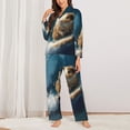 thumbnail image 2 of KLL Surfing Guinea Pig Print Women's Long Sleeve Pajamas with Pants Sleepwear Loungewear 2 Set-Small, 2 of 7