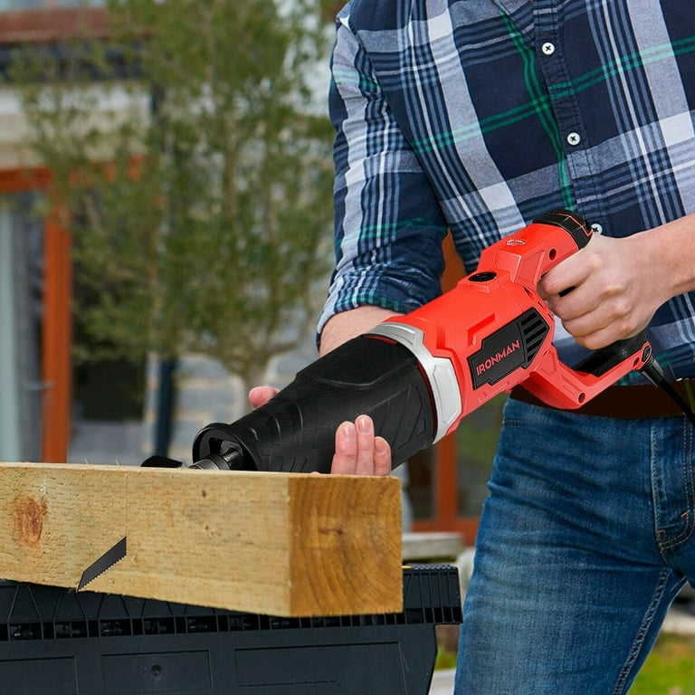 Costway Electric Reciprocating Saw Handheld Wood Metal Cutting Tool Kit w 3 Blades Walmart